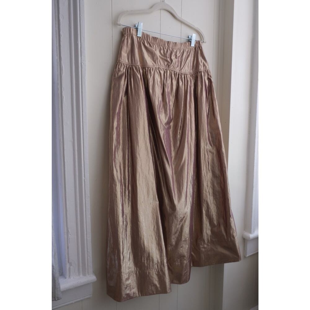 Rejina Pyo Sz 10 Skirt Metallic Bronze Iridescent Coastal Cottage Coquette